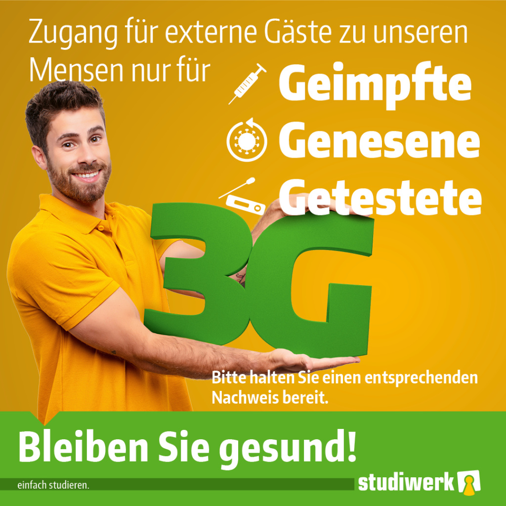 Bild: Hinweis für externe Mensa-Besucher: Einhaltung der 3-G-Regel