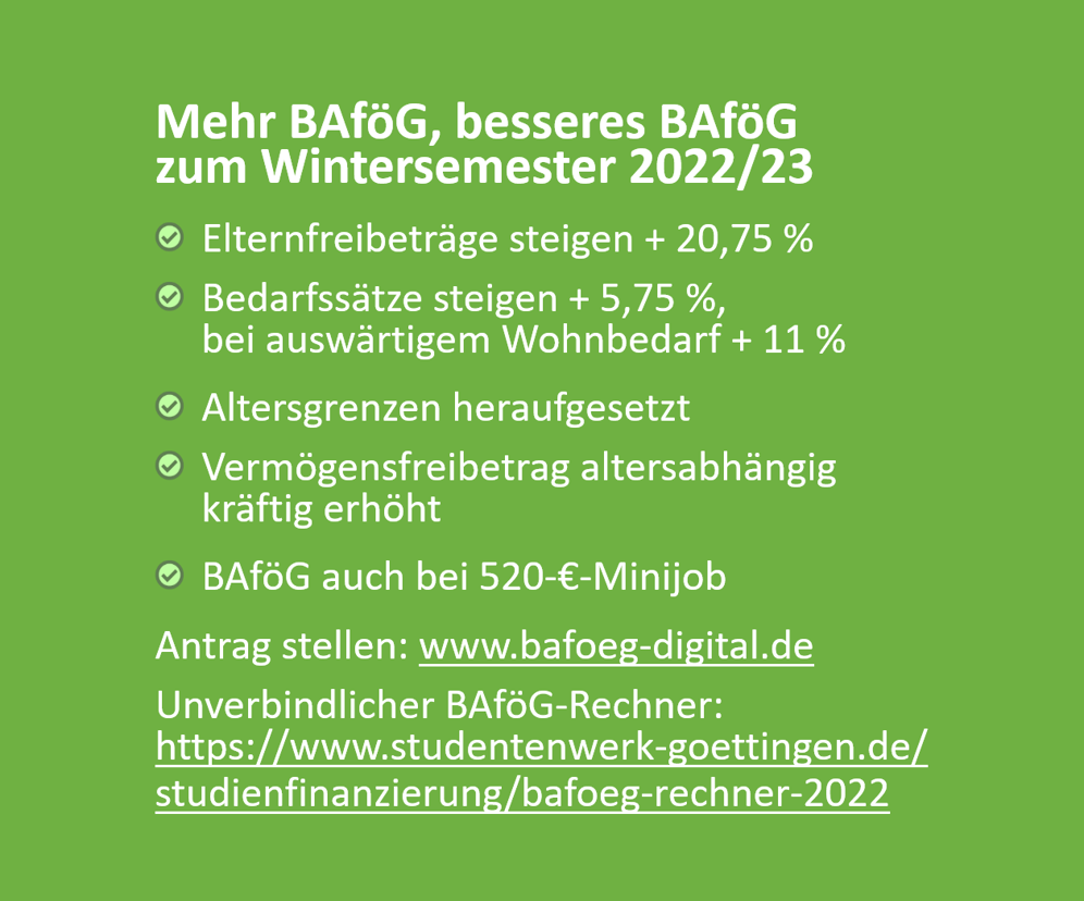 Bild: BAföG-Novelle zum Wintersemester 2022/23