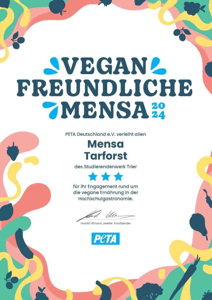 Bild: Mensa Tarforst erneut als vegan-freundlich ausgezeichnet